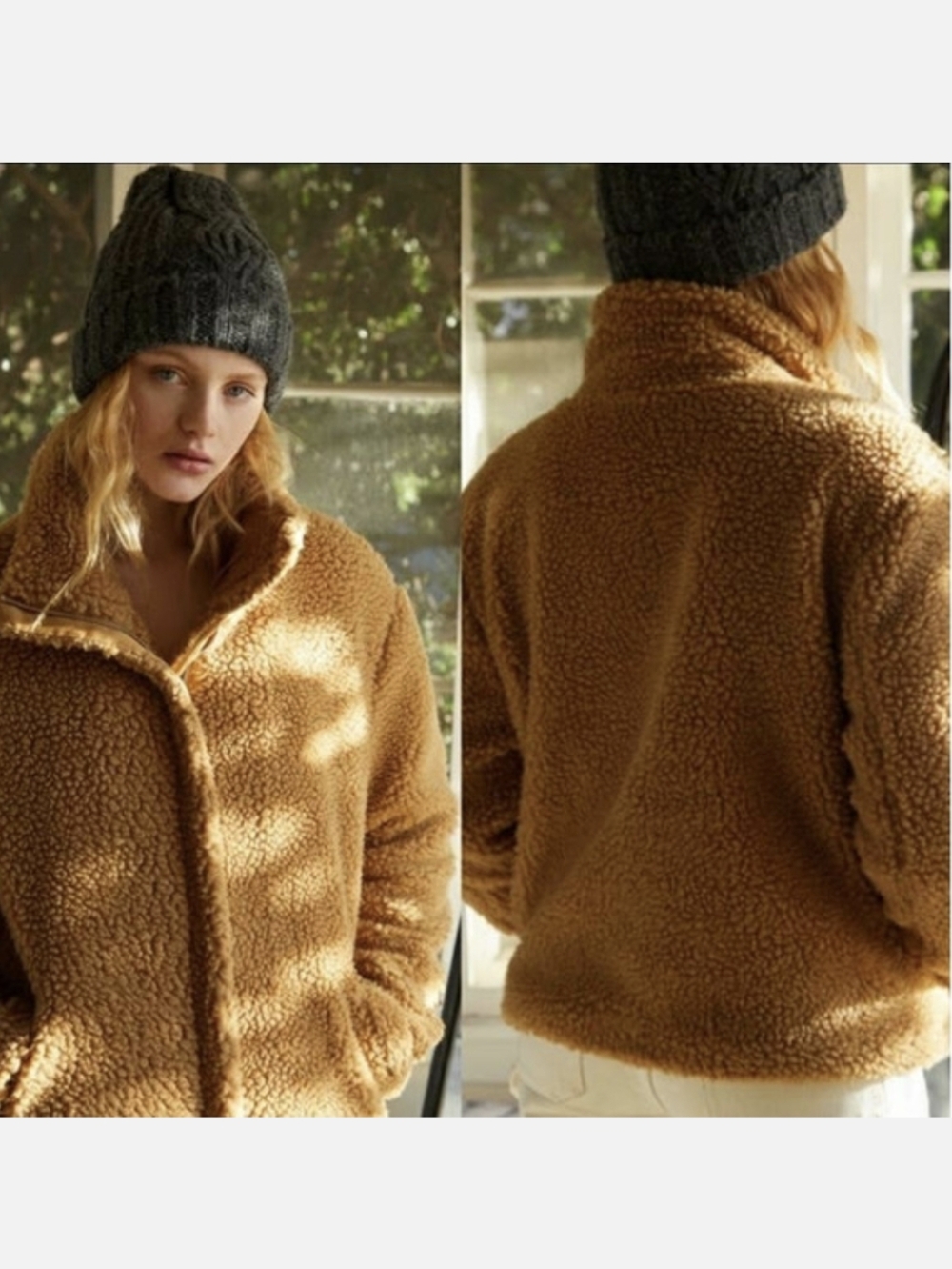 Pacsun Camel Teddy Bear Hazel Sherpa Jacket Womens Size M/L